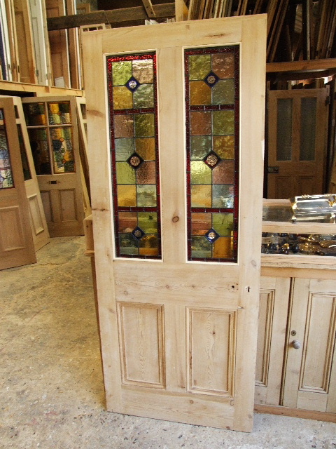 Antique Stained Glass Reclaimed Victorian Front Door