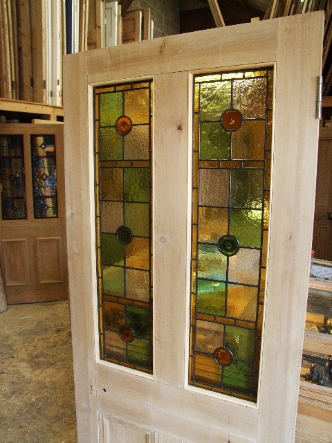 Pretty Antique Victorian Stained Glass Front Door