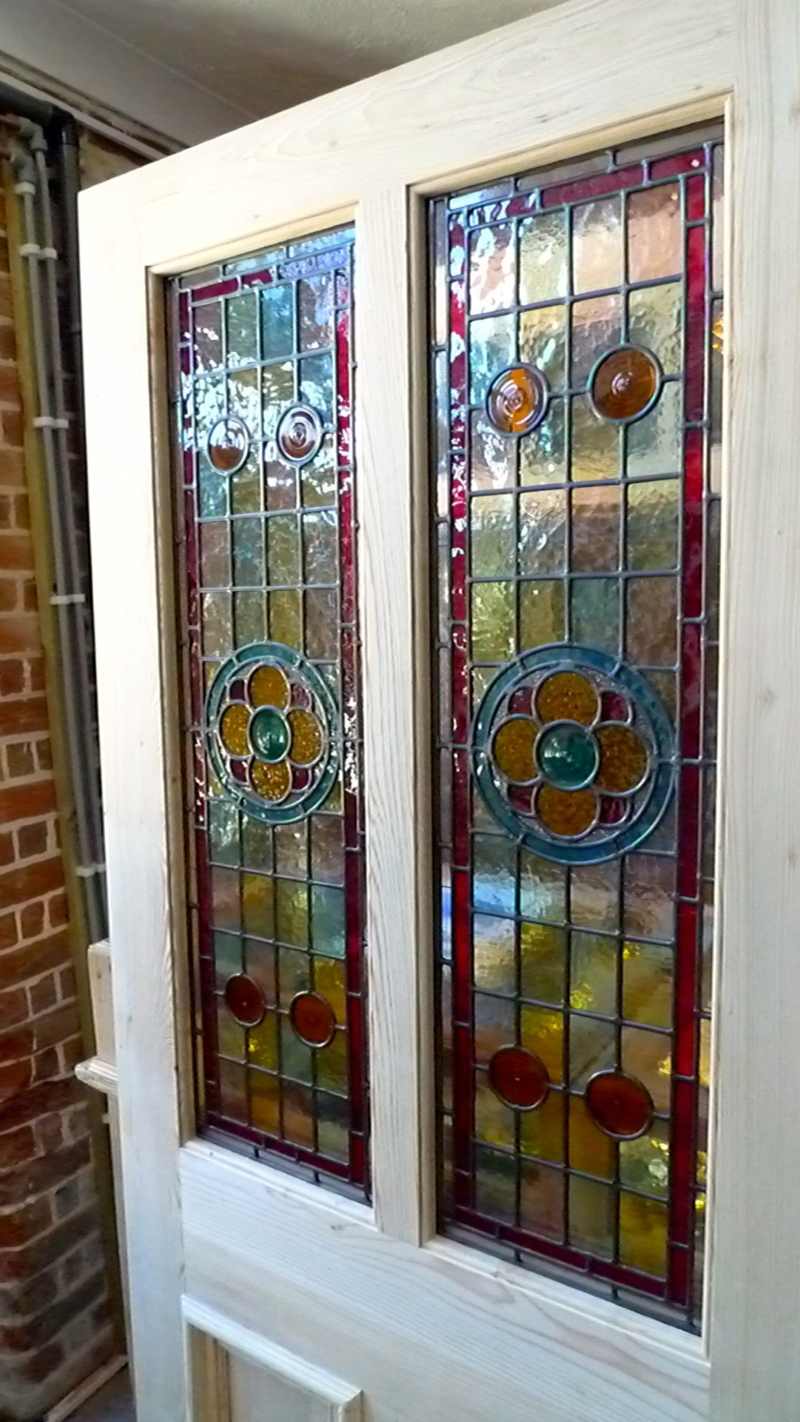 A Beautiful Victorian Style 2 Panel Stained Glass Front Door - Stained
