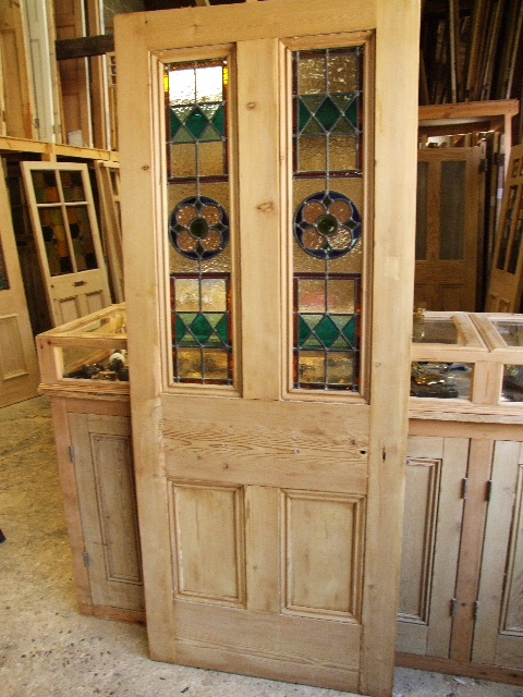 Antique Reclaimed Stained Glass Front Door