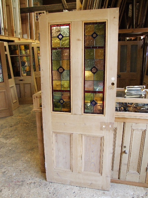 Reclaimed Antique Victorian Stained Glass Front Door