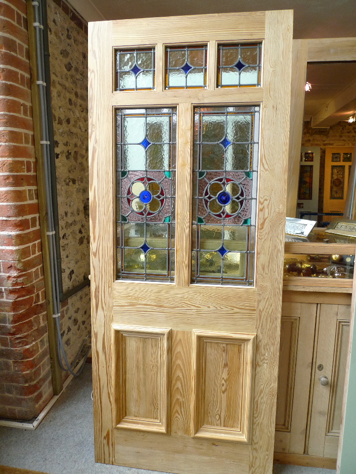 Victorian Style 7 Panel Stained Glass Front Door - Stained Glass Doors