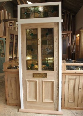 door stained glass complete frame
