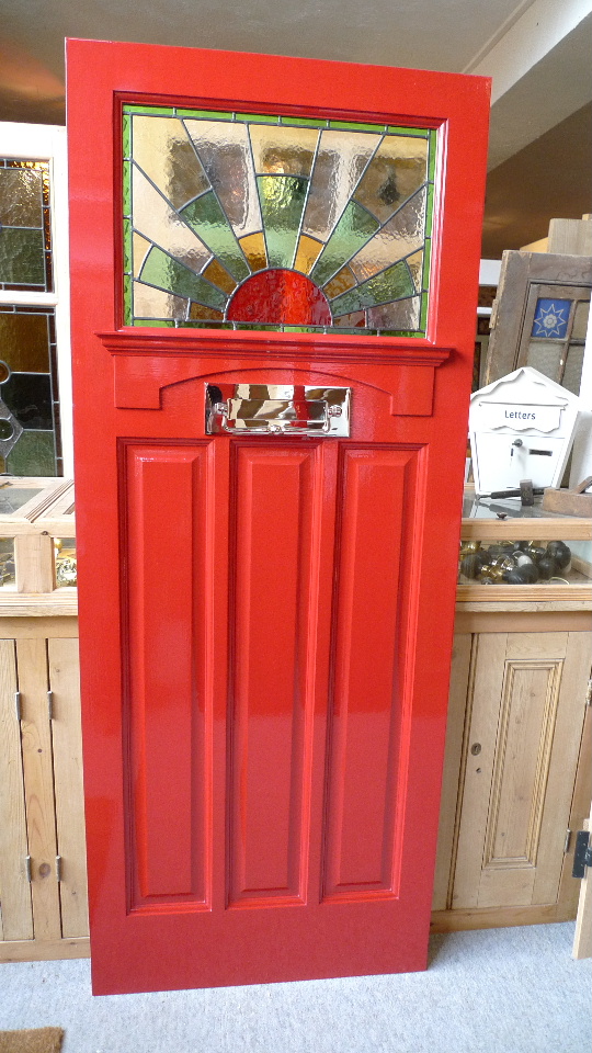 1930's Stained Glass Front Door Sunburst