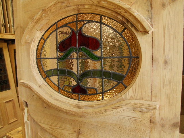 1930,s Art Nouveau Reclaimed Stained Glass Front Door