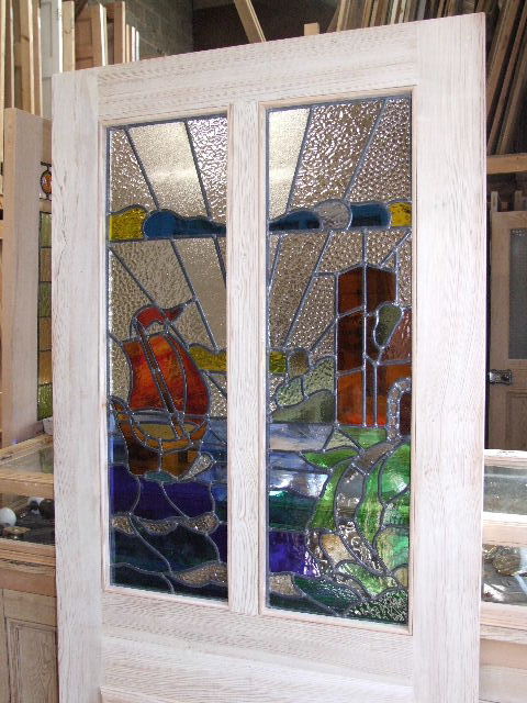 Stained Glass Sailboat Design Front Door