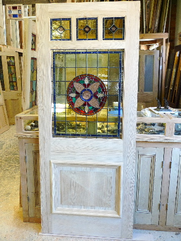 Three Over One Panel Stained Glass Front Door