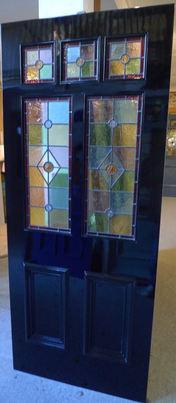 A Victorian Style Stained Glass Front Door incorporating 3 over 2 glazed panels