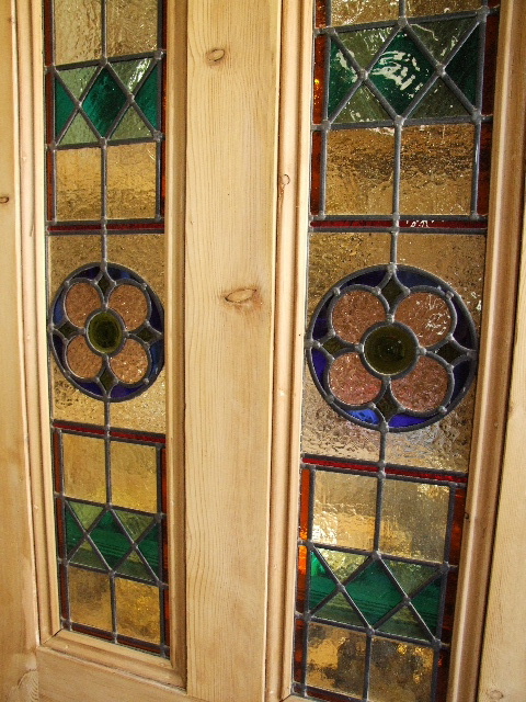 Antique Reclaimed Stained Glass Front Door - Stained Glass Doors Company