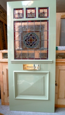 A painted Edwardian style door with letter plate 