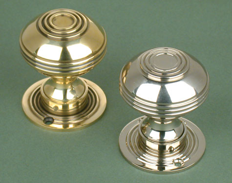 Nickel Plated Brass Reeded Door Knobs