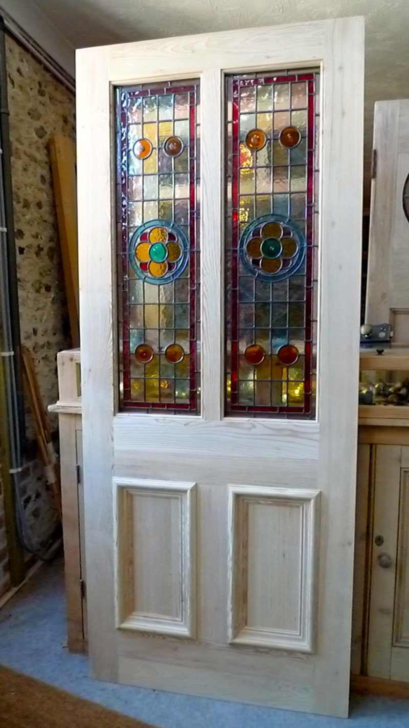 A Beautiful Victorian Style 2 Panel Stained Glass Front Door