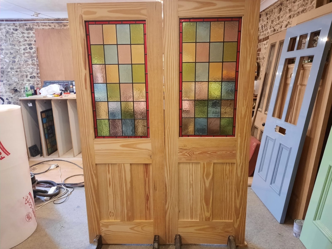 Pair of stained glass room devides