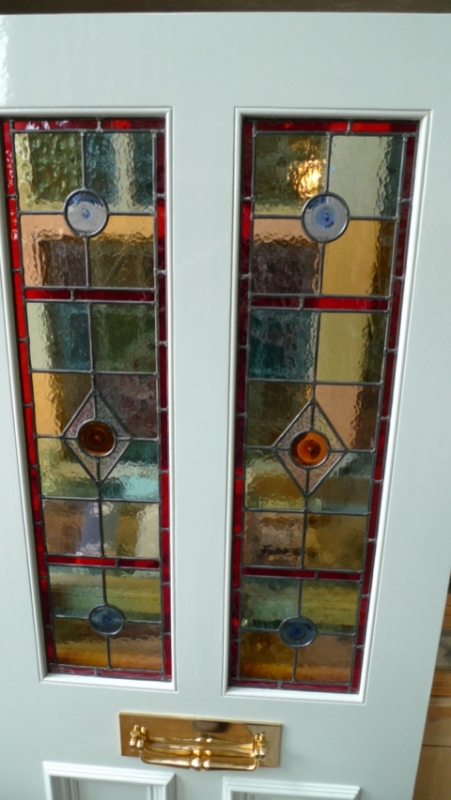 Stained Glass Front Door 2 Over 2 Panels - Stained Glass Doors Company