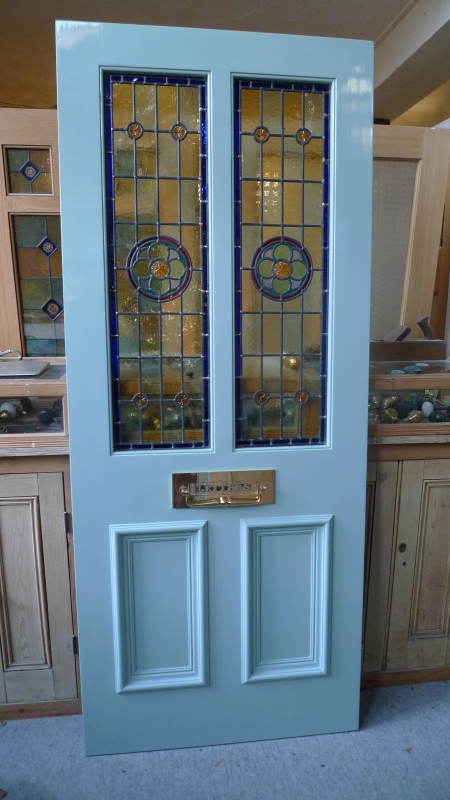Victorian Style 2 Panel Stained Glass Front Door